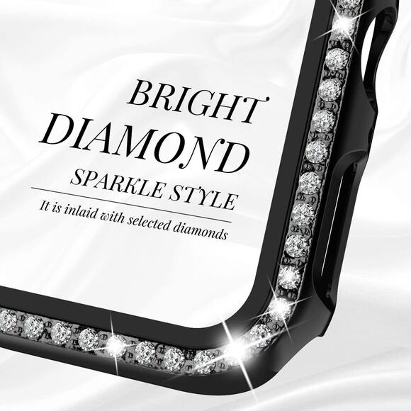 2pk Bling Screen Protector Case Cover For Apple Watch 3/2/1 - 38mm Black Clear - Picture 12 of 12